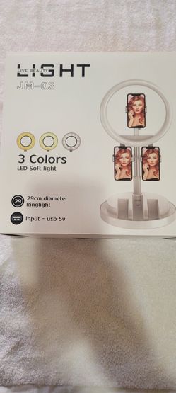 
1 1.4" Black Selfie Ring Light, 3 Colors Ring
Light with Stand & Phone Holder, 10 Brightness Levels
Dimmable LED Ring Light with Mirror for Makeup,
Y