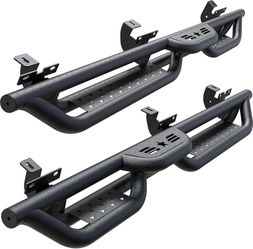 Running Boards Compatible with Jeep Wrangler JK JKU 2007-2018 Unlimited 4 Doors, 6" 2-Stairs Side Step Rails Coated Black Carbon Steel Nerf Bars