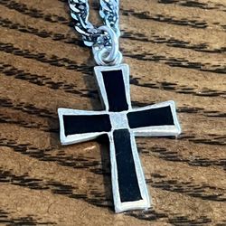 Sterling Silver Designer 24inch Cross Necklace 