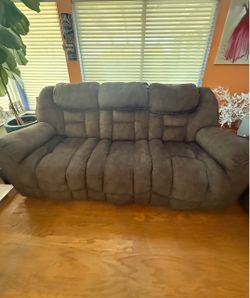 Brown Microfiber Reclining Sofa