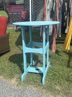Turquoise round outdoor accent table
