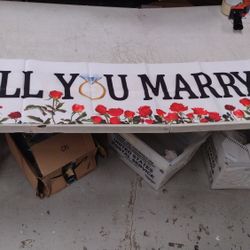 BRWH-B09G2RDBG7  Proposal Banner Will You Marry Me Flower Banner Propose Decorations Supplies for Marriage Signs Valentine's Day Spring Engagement Out