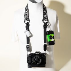 Camera Strap Neck Peak Design Anchors Quick Release Black Grey Embroidery Vintage Adjustable
