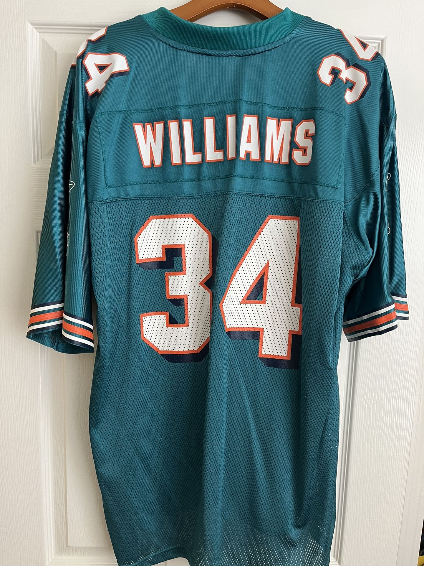 Very Rare Ricky Williams Dolphins Throwback Home Jersey. Reebok Size Large $100.00