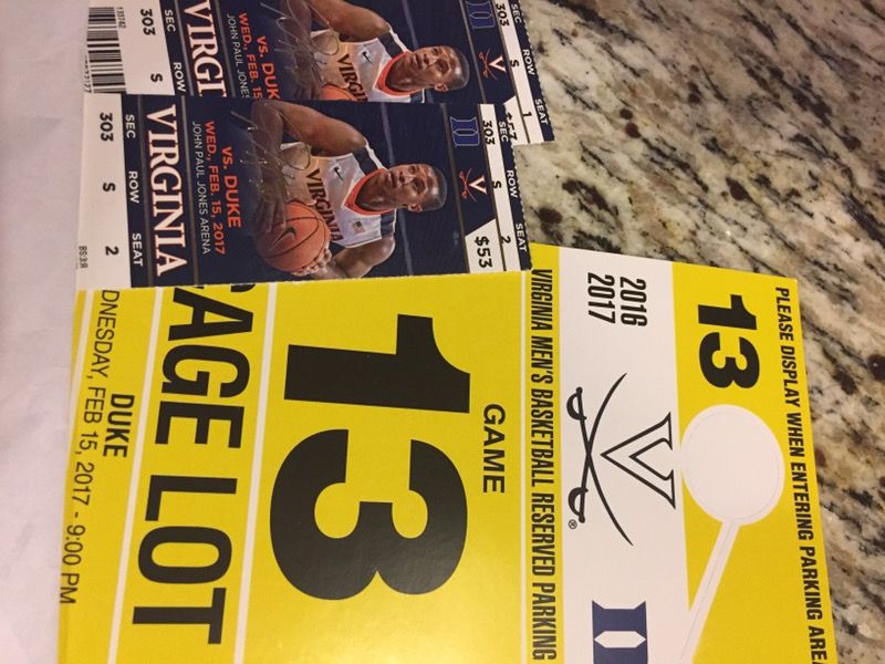 Parking pass only: UVA vs. duke men's basketball