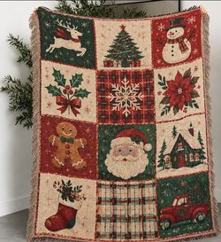 Christmas Woven Tapestry Throw Blanket