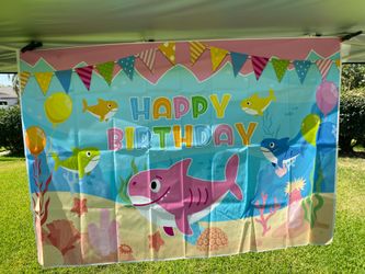 Baby Shark Birthday Party Backdrop Banner