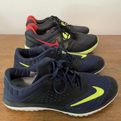 Lots of 2 Nike Lace Up Men's Sneakers/ Size 10.5/ Black And Navy Blue The navy blue pairs insoles are not original Nike insoles. They're replaced by P