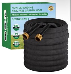 Garden Hose 25FT, Non-Expanding Water Hose Ultra Lightweight, Kink-Free, Burst-Resistant, Lead-Free, Durable & Flexible High-Pressure Hose for Yard, L