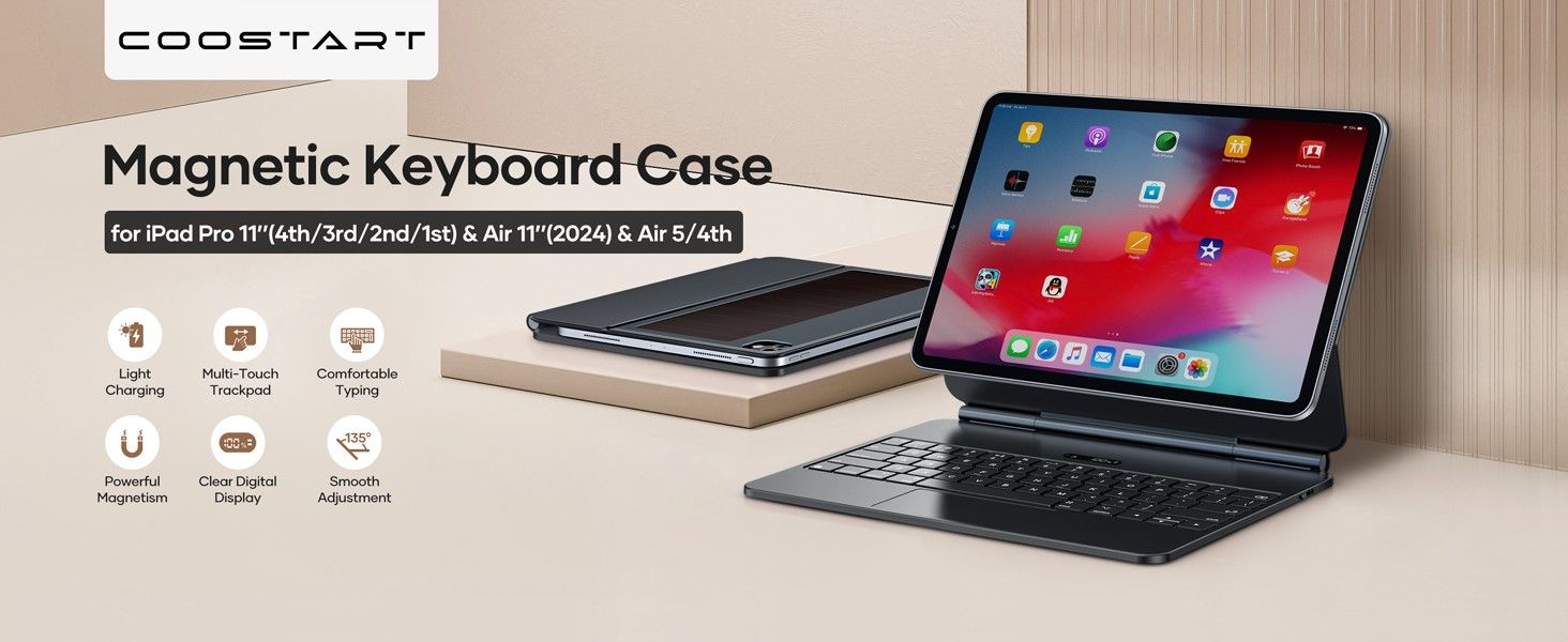 Magic Keyboard Case Alternative for iPad Pro 11 & iPad Air 11 Inch (M2, 2024)