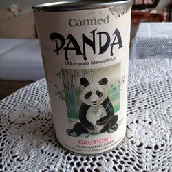 Vintage 1980s Canned Panda Stuffed Animal 