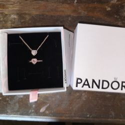 Pandora Rose Gold Heart Ring/Necklace