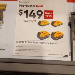 Brand New DeWalt 20V (4) Batteries