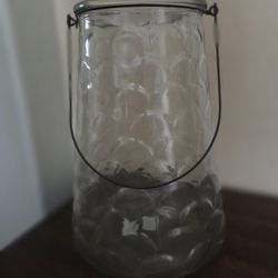 Glass Lantern With Blk Metal Handle 15x7x10, NEW,giftable Nice Heavy Weight $15.00