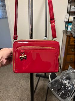 Women’s Crossbody Red shiny material Purse