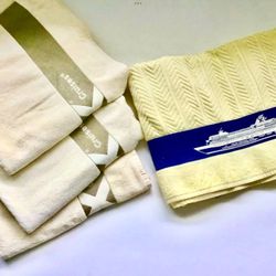 4 Preowned Celebrity Cruise Line Oversized Beach / Pool Towels 100% Cotton 61” X 36” NEW CONDITION 