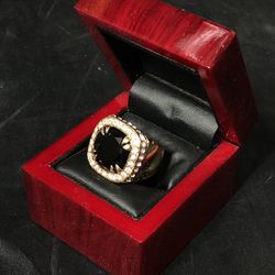 Gold plated, Onyx ring, size 10