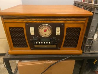 Retro Wood Cabinet Stereo Music Center
