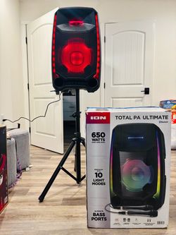 ION | (Total PA Ultimate) – 650W Portable Bluetooth PA Speaker System w/ Wireless Mic, Tripod Stand