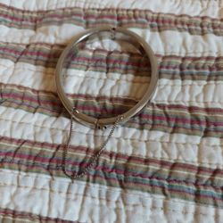 Vintage Bangle Bracelet With Safety Chain