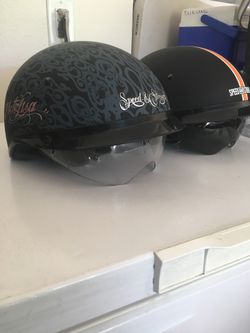 Motorcycle helmet “speed and strength” his and hers