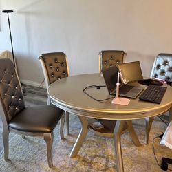 5 Pieces Gray Color Dining Table Set