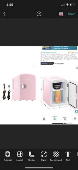 Chefman Mini Portable Pink Personal Fridge