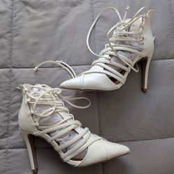 White Lacy Heels