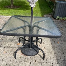 Patio Table, stand, umbrella  and cover( Price Lowered on 3/24/25)
