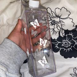 Milk Carton Water Bottle With Reflective Butterflies
