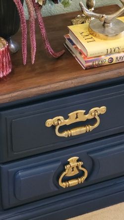 Navy Blue Two Drawer Nightstand