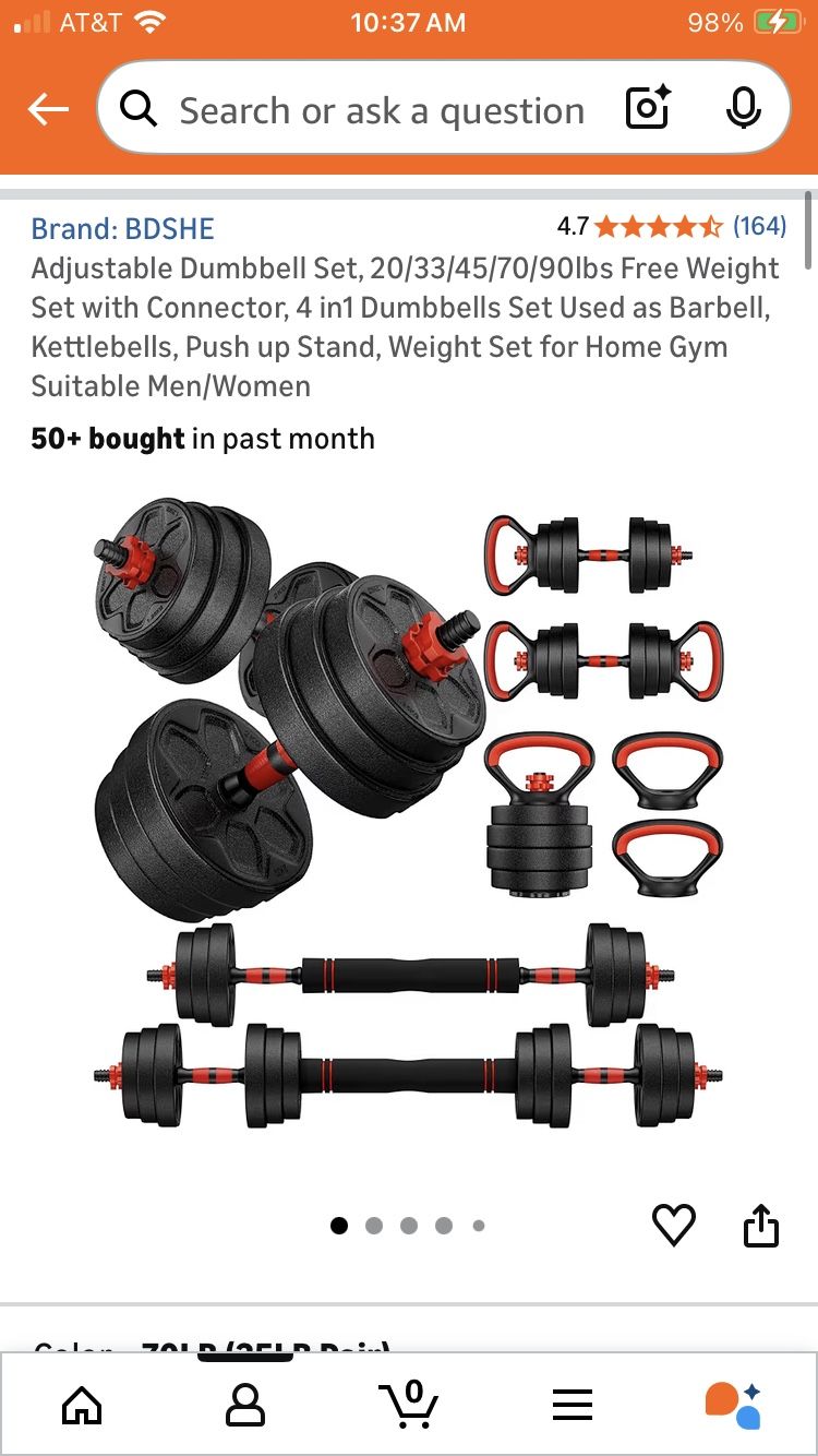Up To 70lbs At Home Free Weights 2 Packs!