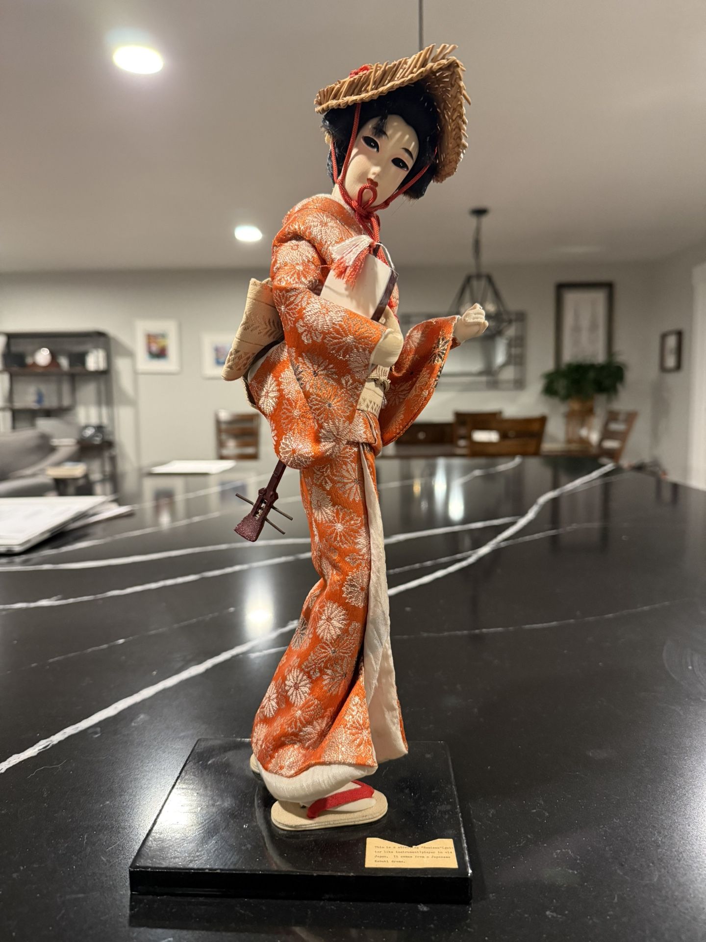 Vintage Nishi Japanese Doll with a Shamisen Guitar
