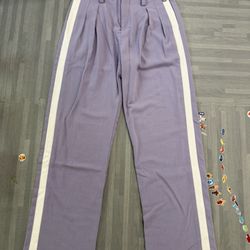 Urban Revivo women’s purple straight leg pants with side stripes