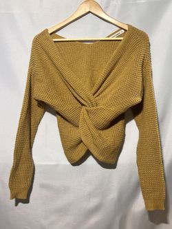 Woman’s S Moon & Madison off the shoulder cropped knitted sweater  $20