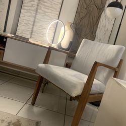 Mid Century Accent Armchair White Velvet  Set Of 1 