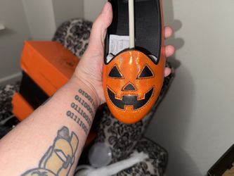 Strange Cult Orange Glittery Flat Size 9