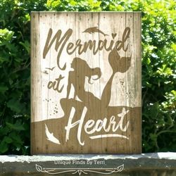 LAST ONE! Brand New! 16" Mermaid at Heart Metal Sign Coastal Nautical  | SHIPPING IS AVAILABLE