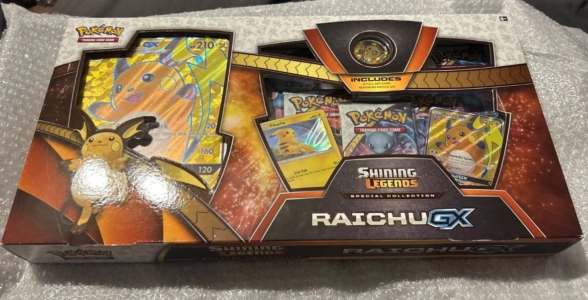 Sealed Pokemon Shining Legends Raichu GX Special Collection Box