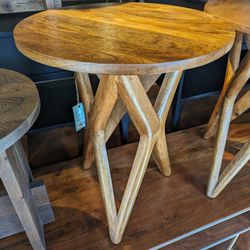 Imported Round Wooden End Table 