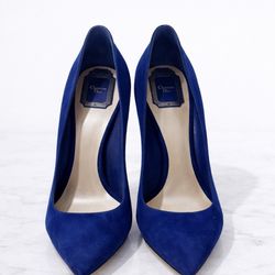 Christian Dior Royal Blue Suede Pointed Toe Pumps