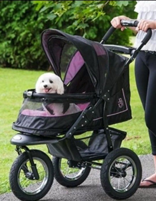 Pet Gear No-Zip Pet Stroller for Cats/Dogs, Zipperless Entry, Easy One-Hand Fold, Gel-Filled Tires