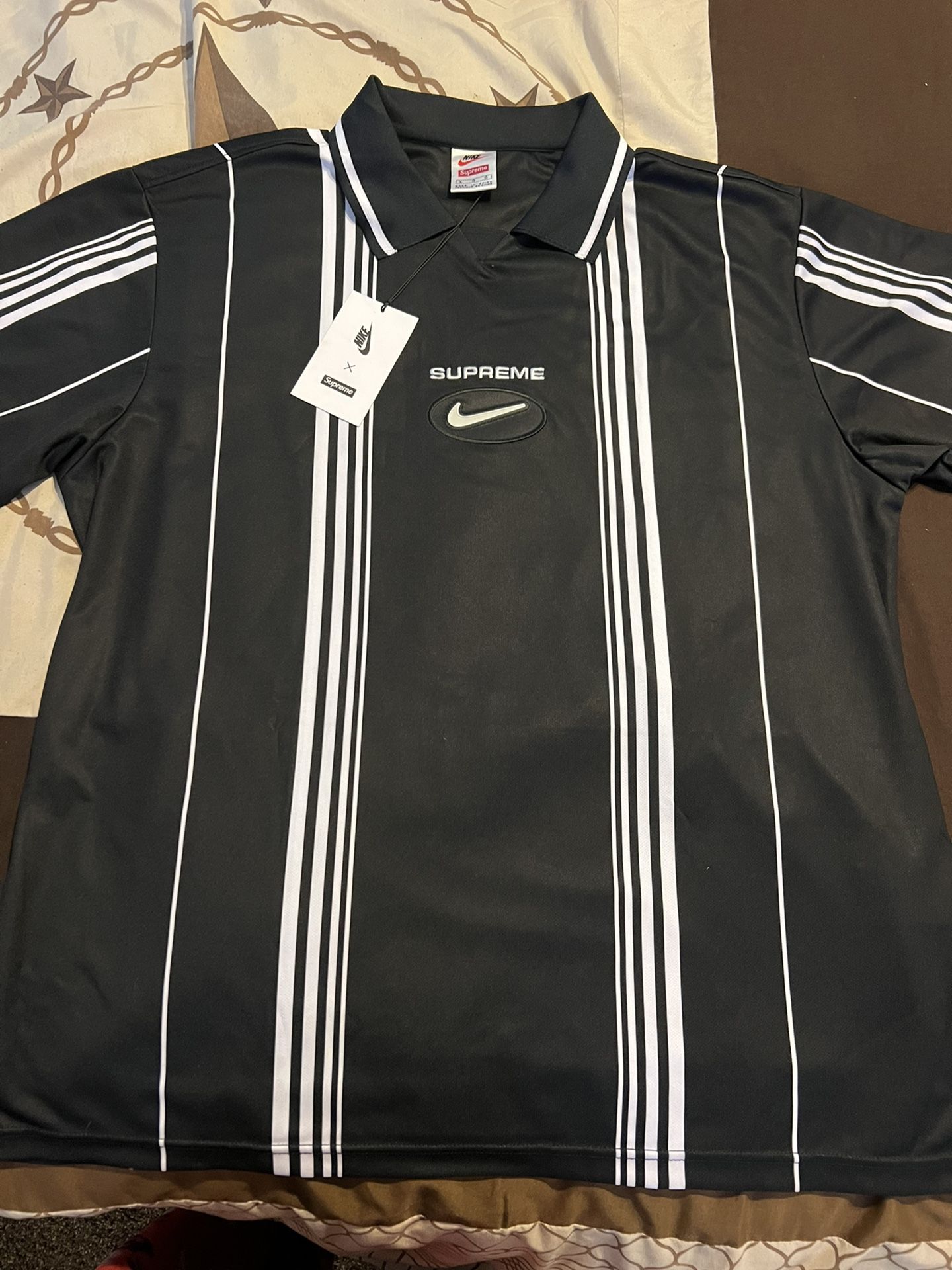 Supreme Nike Jewel Stripe Soccer Jersey Black