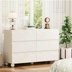 Brand New Cream White 6 Drawer Dresser Factory Sealed