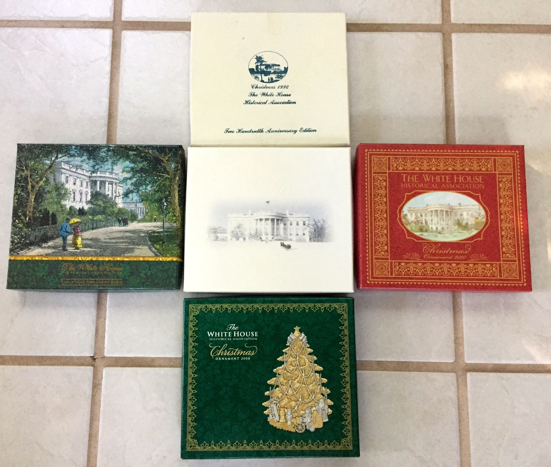 White House Historical Association Christmas Ornaments - Five Years
