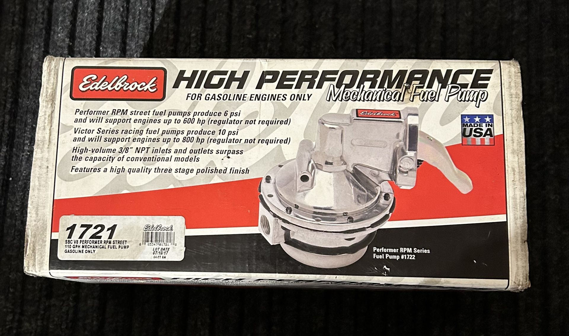 Edelbrock 1721 Performer Series Street Mechanical Fuel Pump, Fits Chevy/GMC