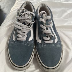 old school dust blue vans 