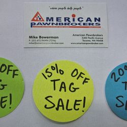 Tag Sale --- 10%, 15%, or 20% Off --- Tag Sale