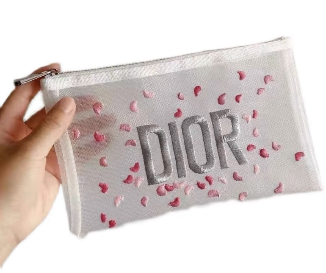 Christian Dior Pink Floral Cosmetic Bag Pouche Makeup Case