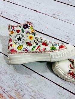 Converse Chuck Taylor All Star Festival Smoothie Fruit Print Sneakers Womens 9.5 Please check for the condition does have a watermark on side of she